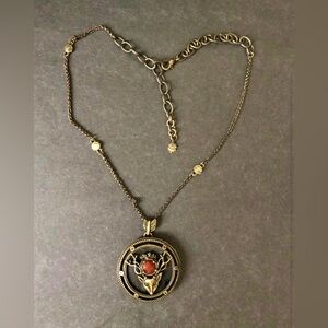 Lucky Brand bronze elk pendant necklace vintage jewelry new with tags